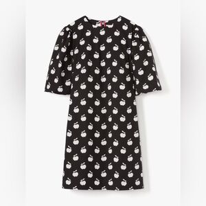 NEW Kate Spade Apple Toss Taxi Black White Puff Sleeve Dress‎